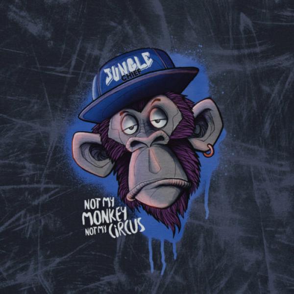 Baumwolljersey Panel Urban Monkey ca. 85cm by Thorsten Berger  Blau